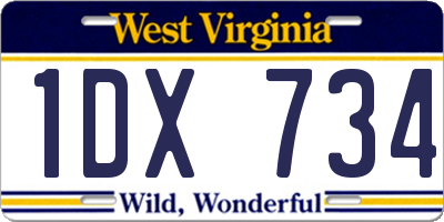 WV license plate 1DX734