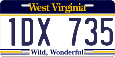 WV license plate 1DX735