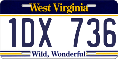 WV license plate 1DX736