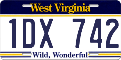 WV license plate 1DX742