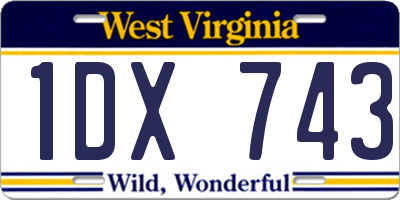 WV license plate 1DX743