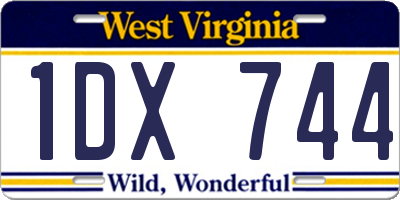WV license plate 1DX744