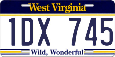 WV license plate 1DX745