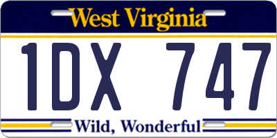 WV license plate 1DX747