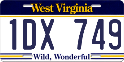 WV license plate 1DX749