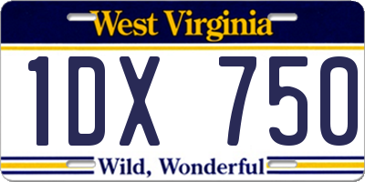 WV license plate 1DX750