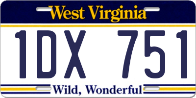 WV license plate 1DX751