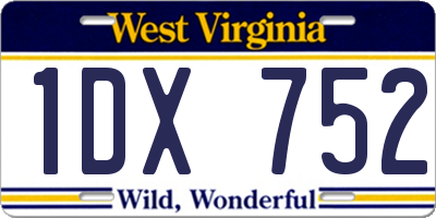 WV license plate 1DX752