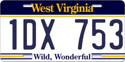 WV license plate 1DX753