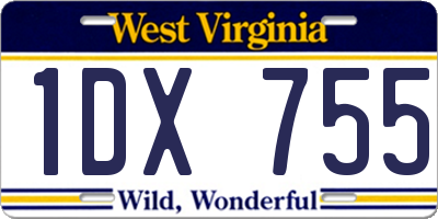 WV license plate 1DX755