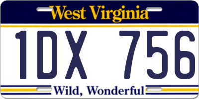 WV license plate 1DX756