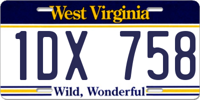 WV license plate 1DX758