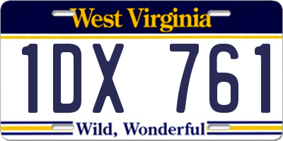 WV license plate 1DX761