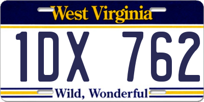 WV license plate 1DX762