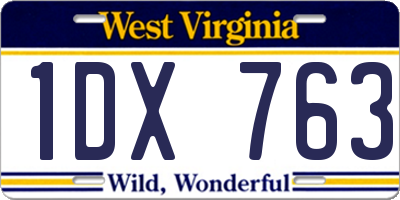 WV license plate 1DX763