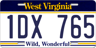 WV license plate 1DX765