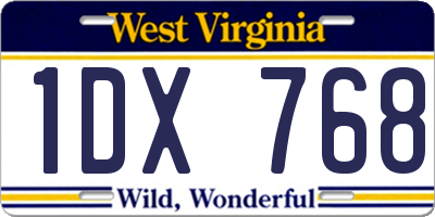 WV license plate 1DX768