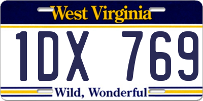 WV license plate 1DX769