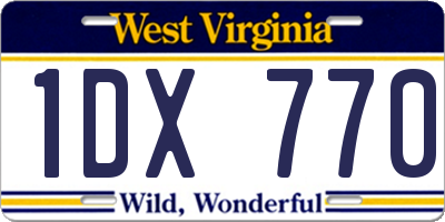 WV license plate 1DX770