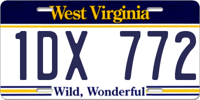 WV license plate 1DX772