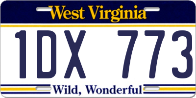 WV license plate 1DX773