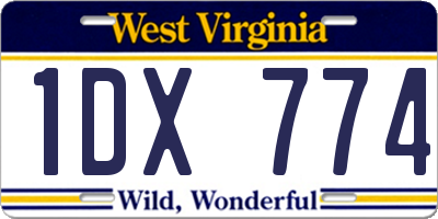 WV license plate 1DX774