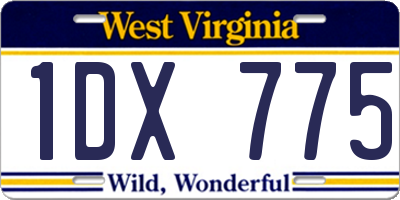 WV license plate 1DX775