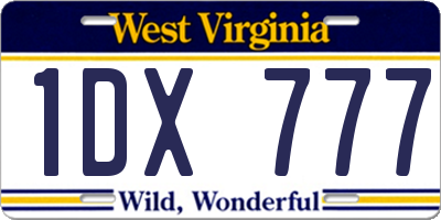 WV license plate 1DX777