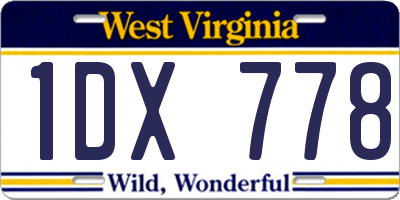 WV license plate 1DX778