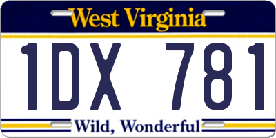 WV license plate 1DX781