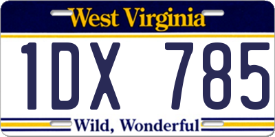 WV license plate 1DX785