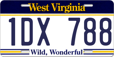 WV license plate 1DX788