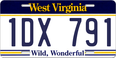 WV license plate 1DX791