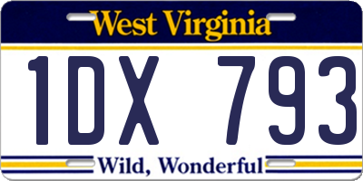 WV license plate 1DX793