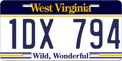 WV license plate 1DX794