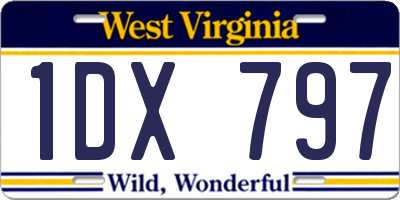 WV license plate 1DX797