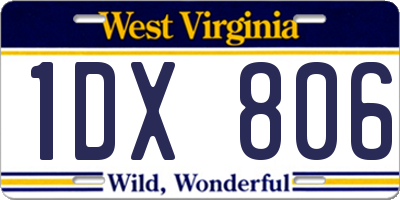 WV license plate 1DX806