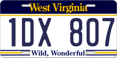 WV license plate 1DX807