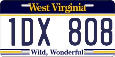 WV license plate 1DX808