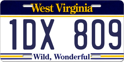 WV license plate 1DX809