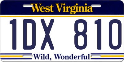 WV license plate 1DX810