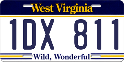 WV license plate 1DX811