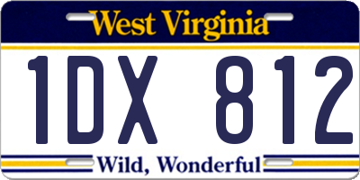 WV license plate 1DX812