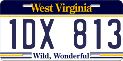 WV license plate 1DX813