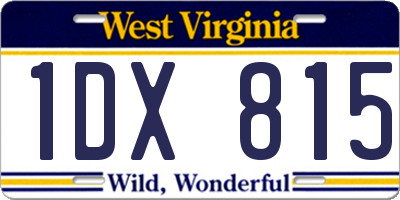 WV license plate 1DX815