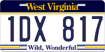 WV license plate 1DX817