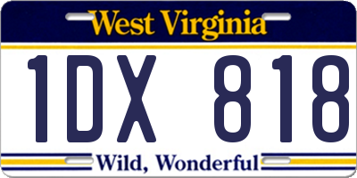 WV license plate 1DX818