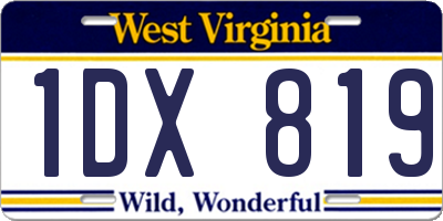 WV license plate 1DX819