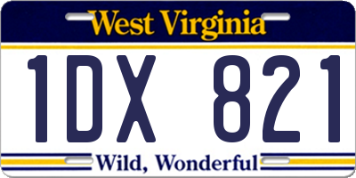 WV license plate 1DX821