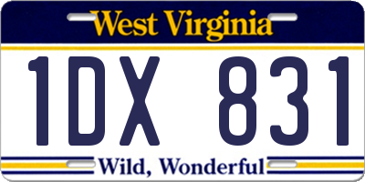 WV license plate 1DX831